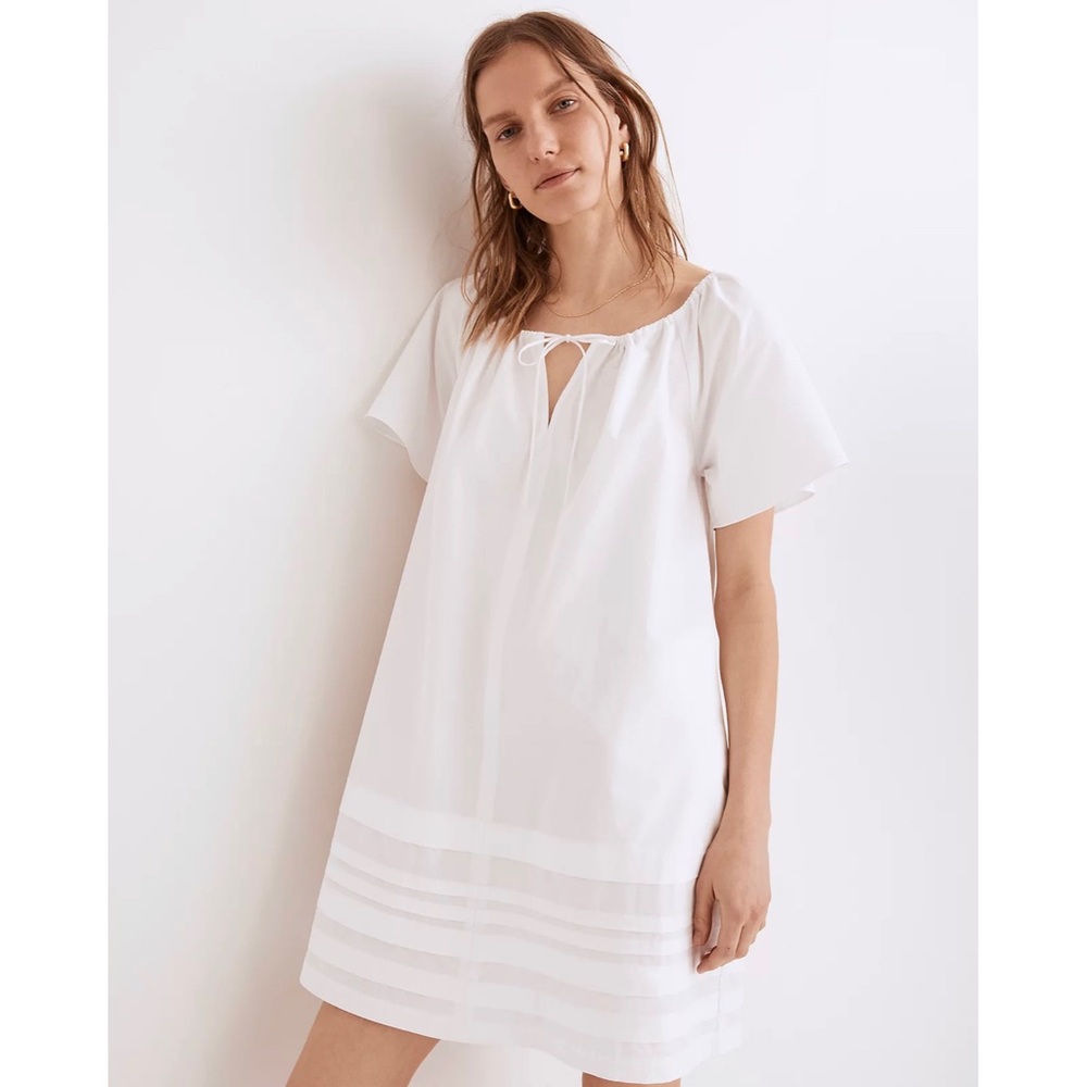 Madewell Poplin Flutter-Sleeve Mini Dress with Scoop Neck - Picture 2 of 11